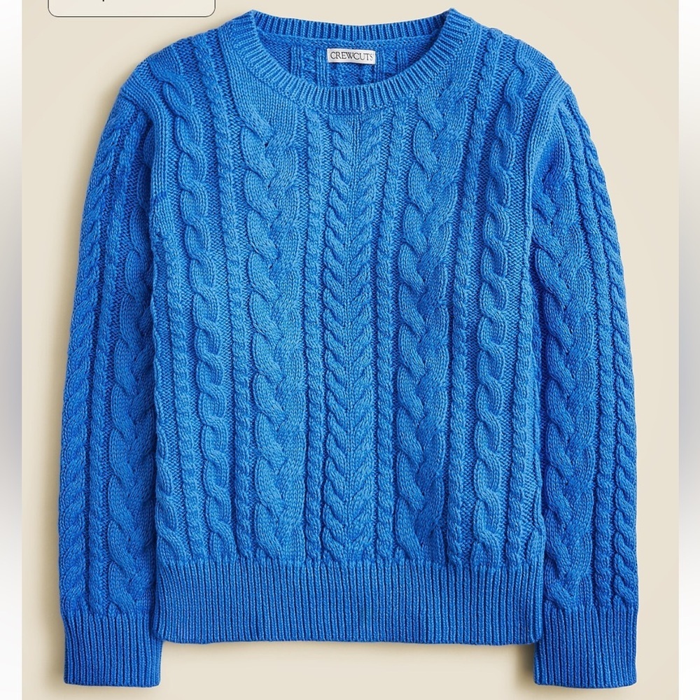J crew blue Kids' cable-knit crewneck sweater